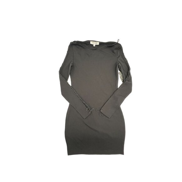 NEW Wyldr Black Off-The-Shoulder Lace Me Up Bodycon Longsleeve Dress - Picture 4 of 14